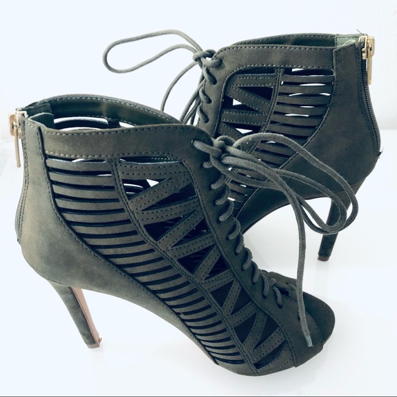 PAPRIKA  GREEN OPEN TOE HIGH HEELS SHOES.SIZE 7 - Picture 5 of 6